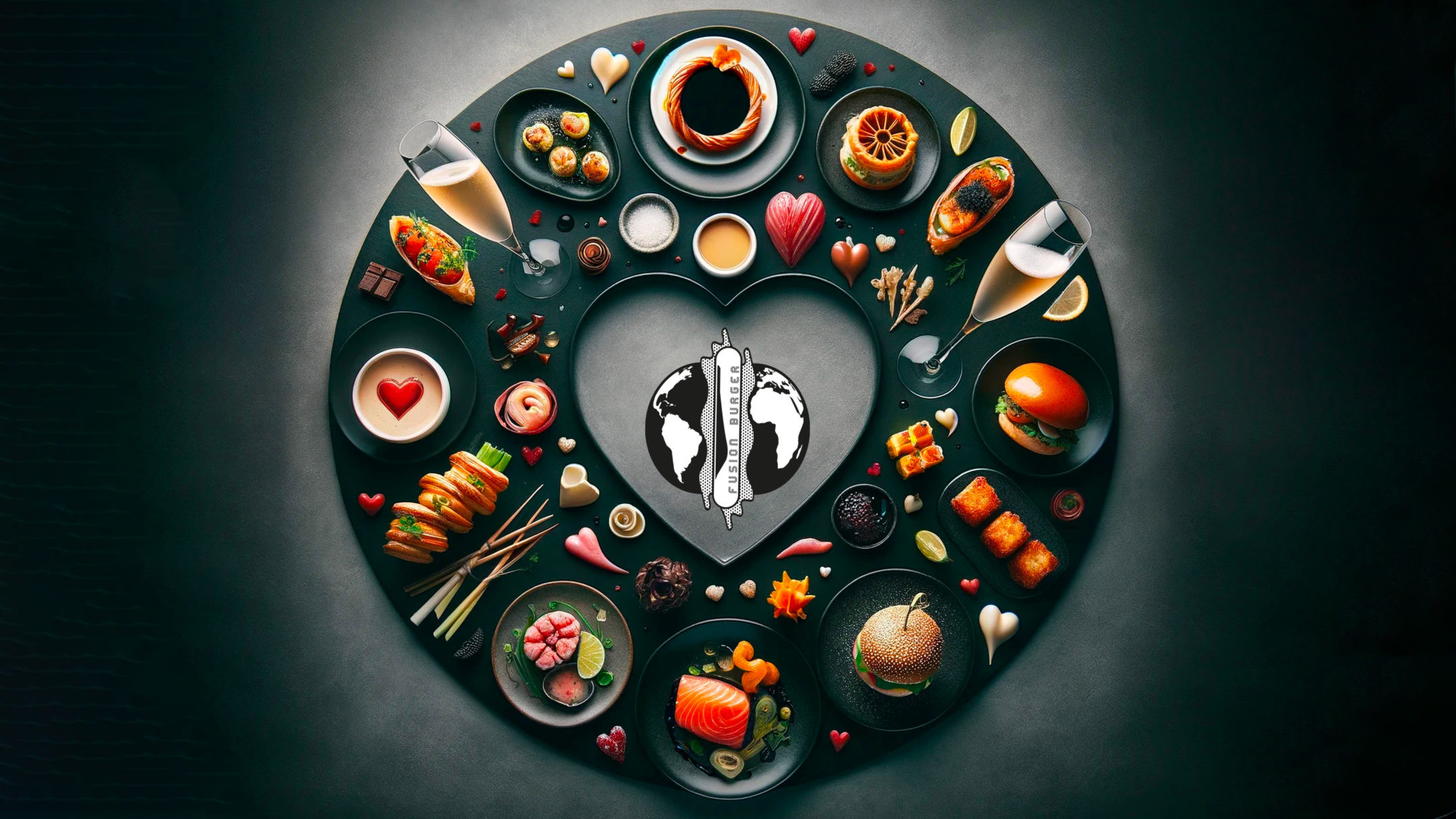 Saint-Valentin SOLO ou DUO Saint-Valentin SOLO ou DUO, image 16/9 coeur Menus et logo