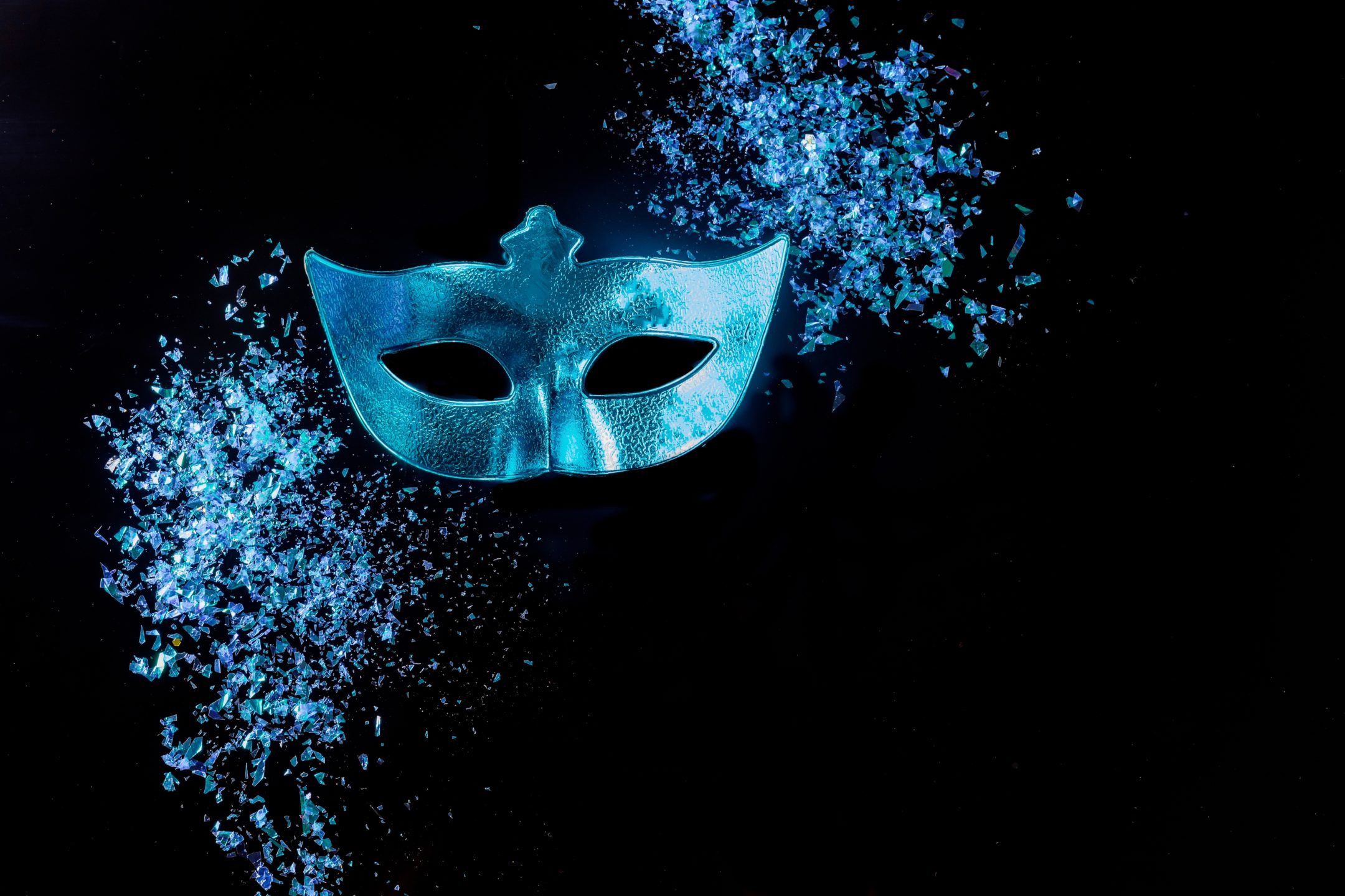 Blue carnival mask for masquerade. Jewish holiday.